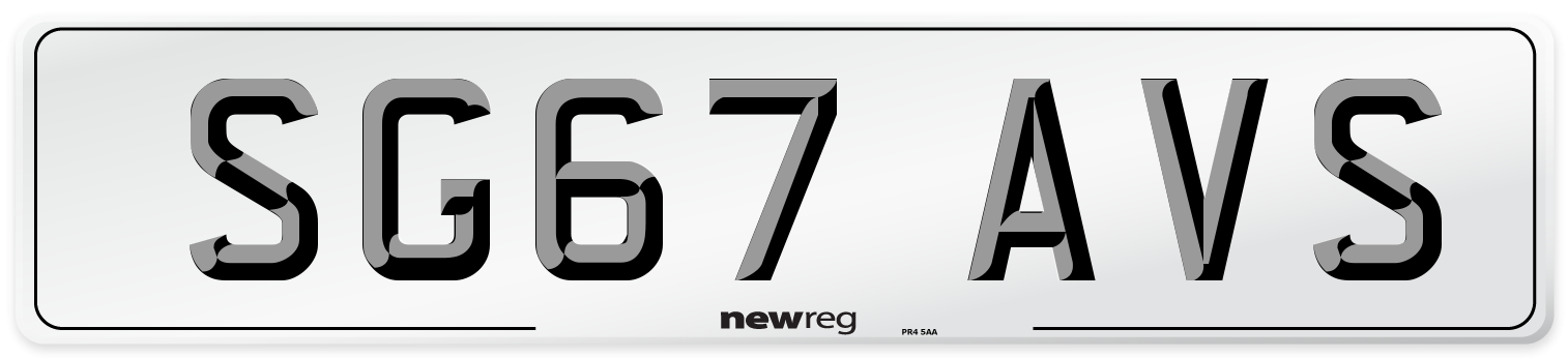 SG67 AVS Number Plate from New Reg
